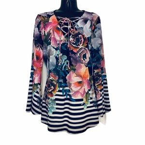 Boston Proper Long Sleeve Lace Up Plunge Neckline